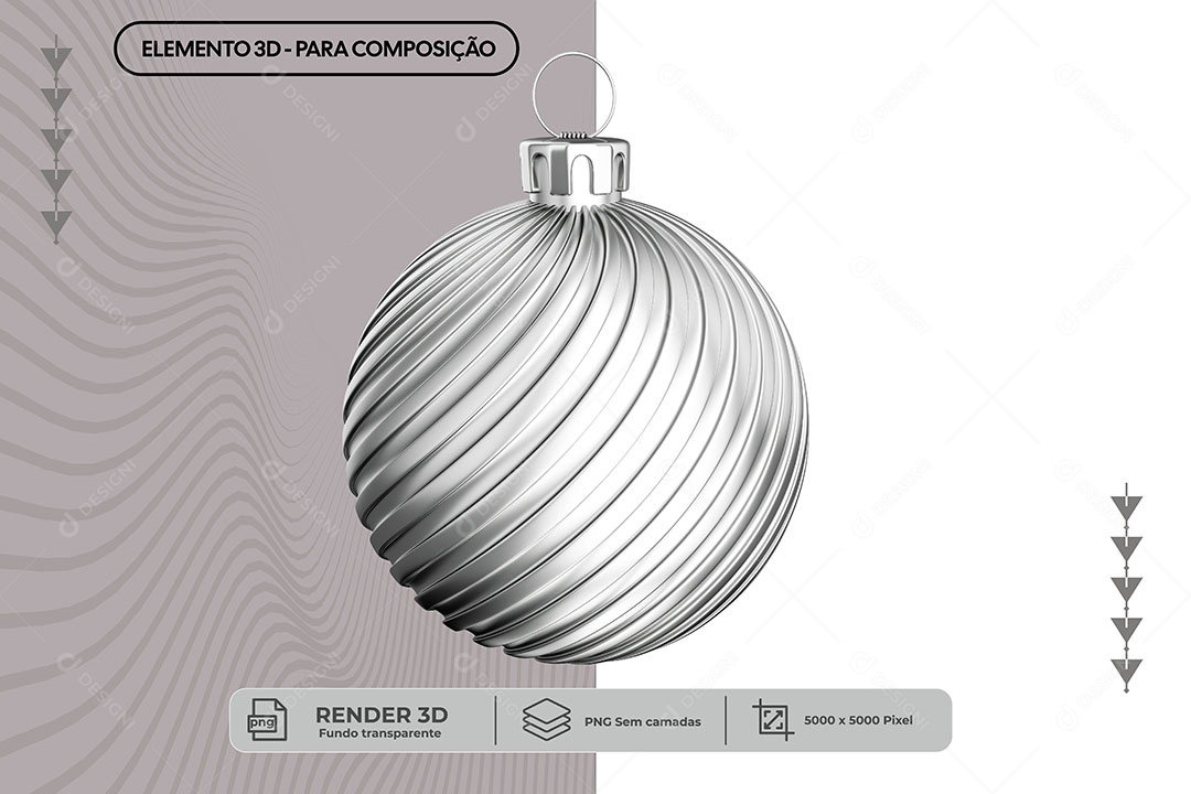 Bola de Natal Cinza e Prata Elemento 3D para Composição PNG Transparente  [download] - Designi
