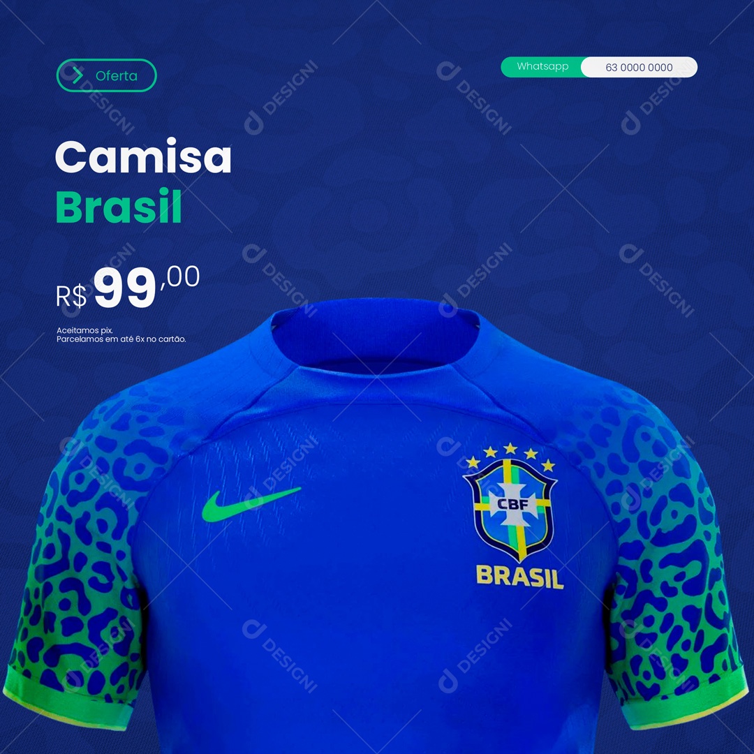 Camisa Seleção Brasileira em Promoção Social Media PSD Editável