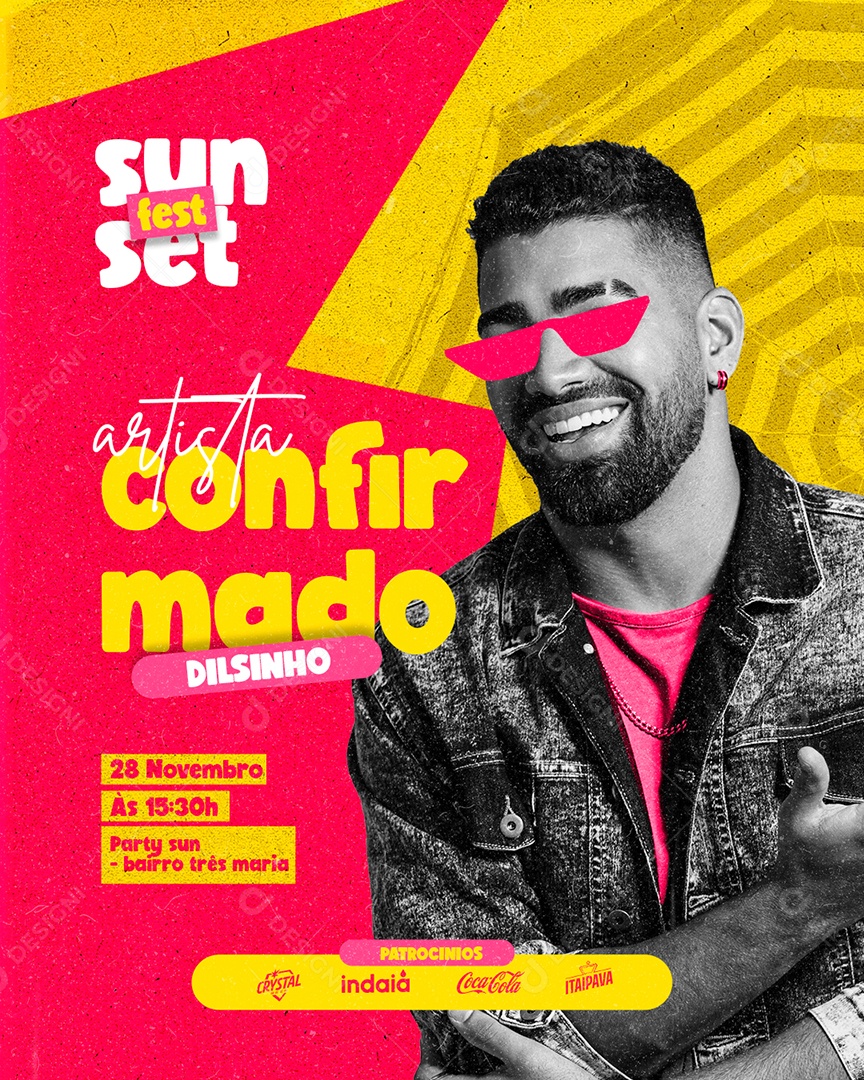 Artista Confirmado Dilsinho Flyer Sun set Fest Social Media PSD