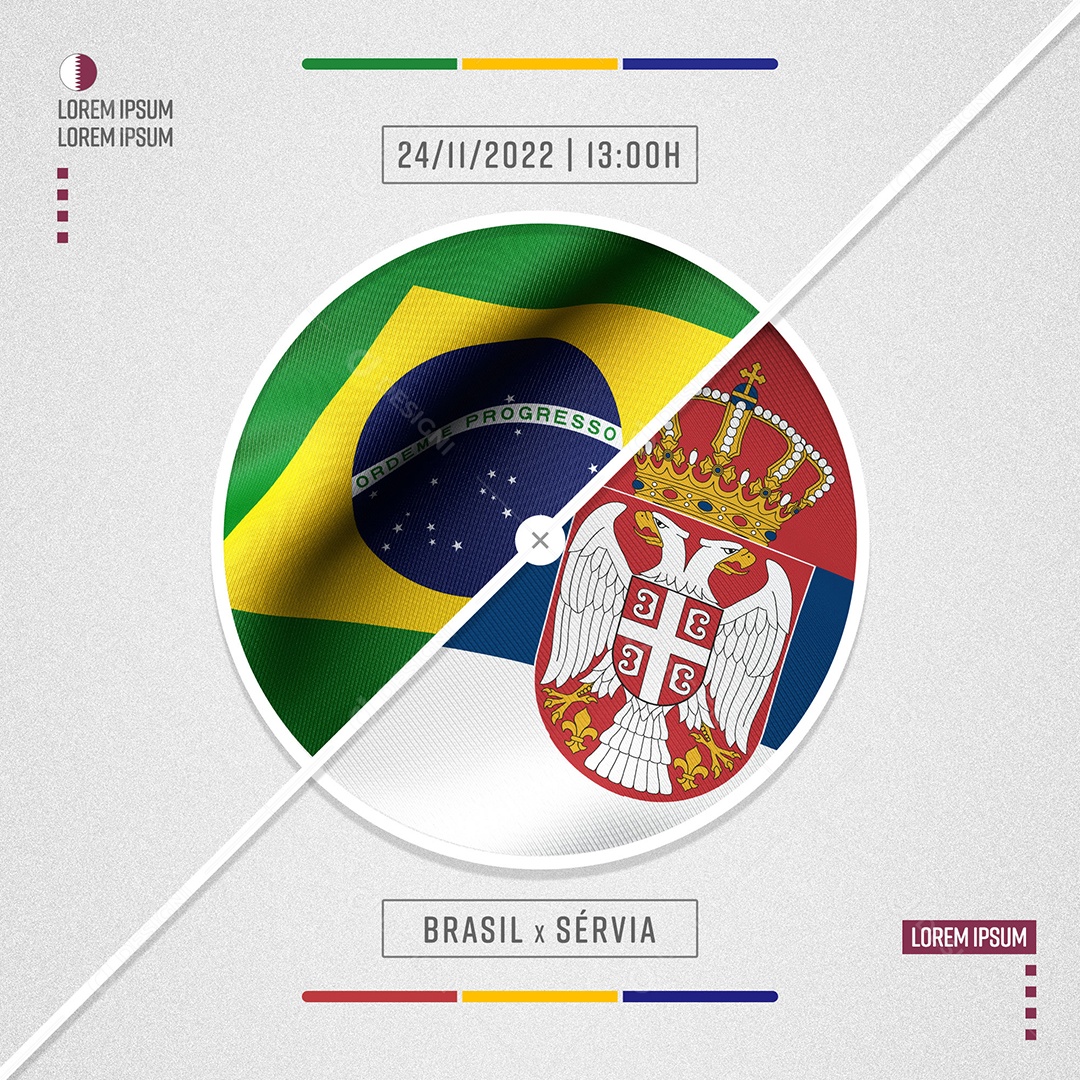 Jogo da Copa do Mundo Brasil x Sérvia Futebol Social Media PSD