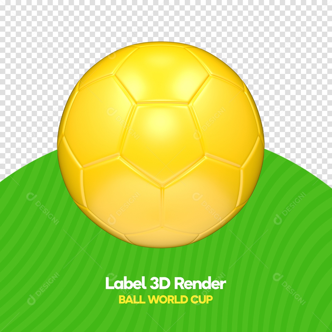 Bola de Futebol Amarela e Preta Elemento 3D para Composição PSD