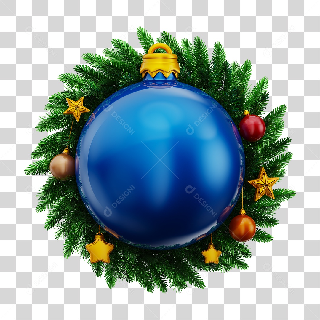 Bola de Natal Azul e Guirlanda Natalina PNG [download] - Designi