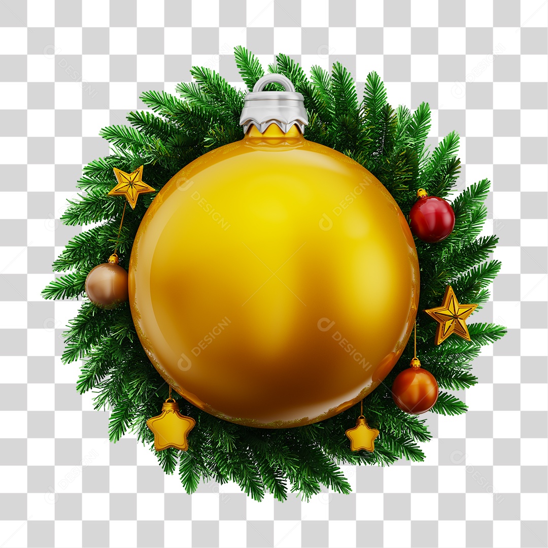Bola de Natal Dourada e Guirlanda Natalina PNG [download] - Designi