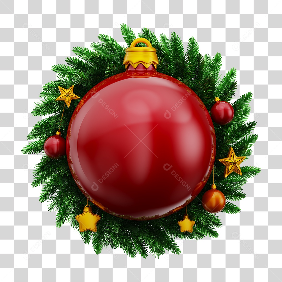 Bola de Natal Vermelha e Guirlanda Natalina PNG [download] - Designi