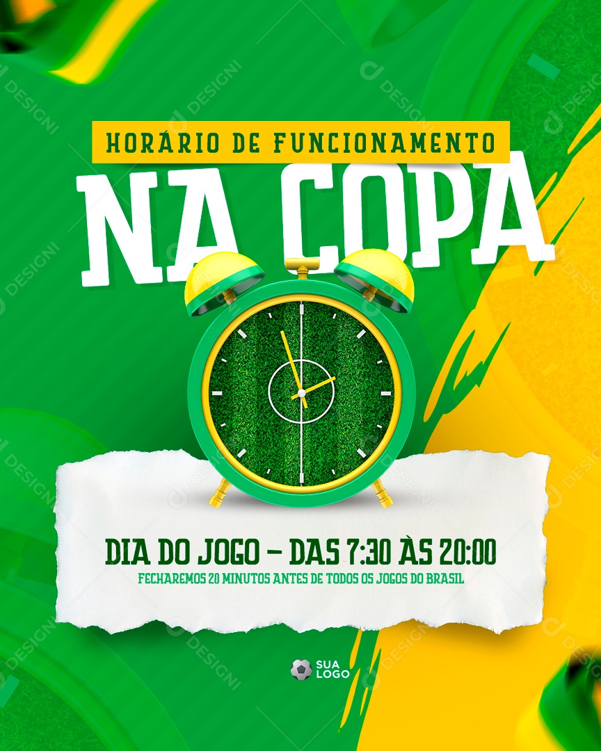Horário de Funcionamento Na Copa Social Media PSD Editável [download] -  Designi