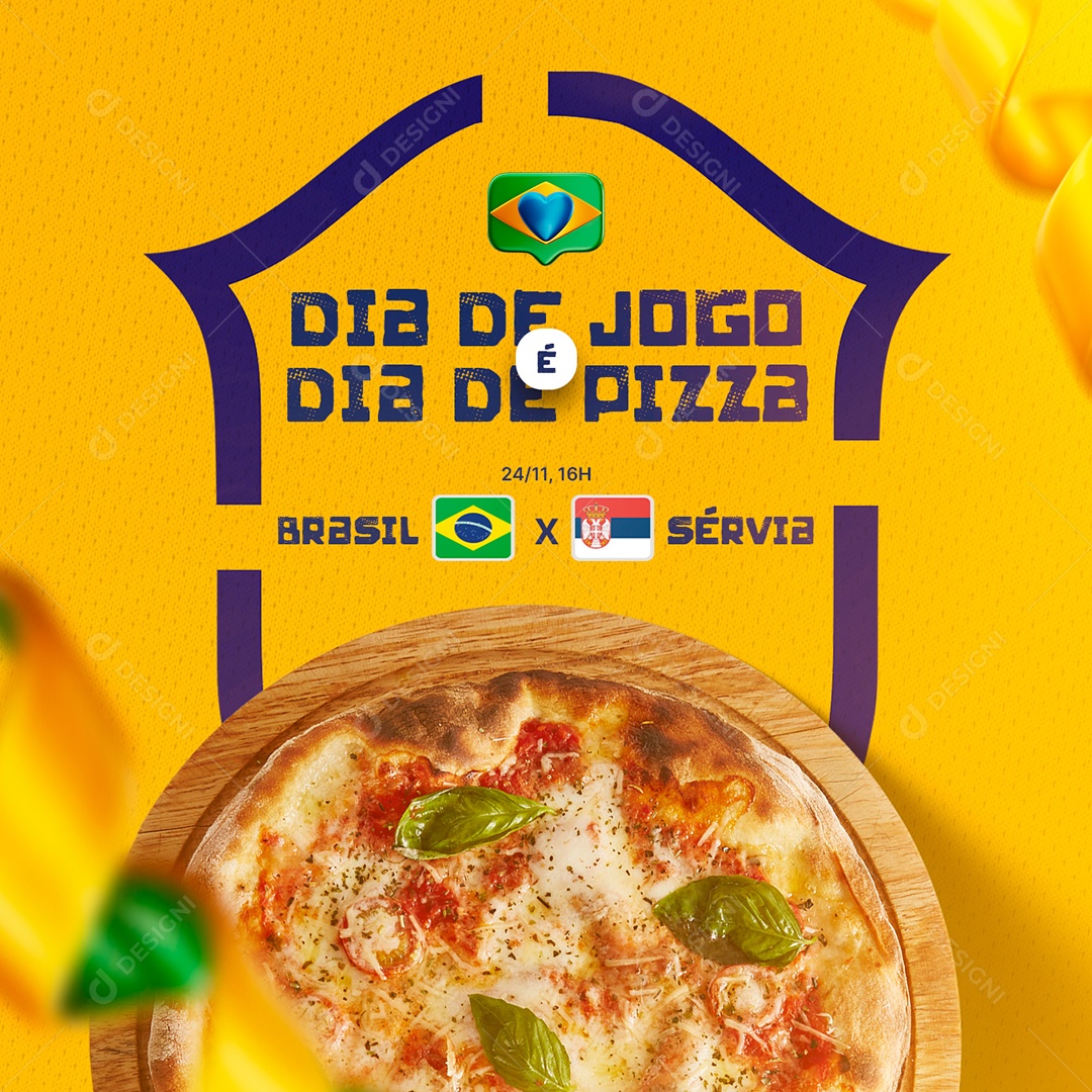 Dia de Jogo é Dia de Pizza Futebol Pizzaria Social Media PSD