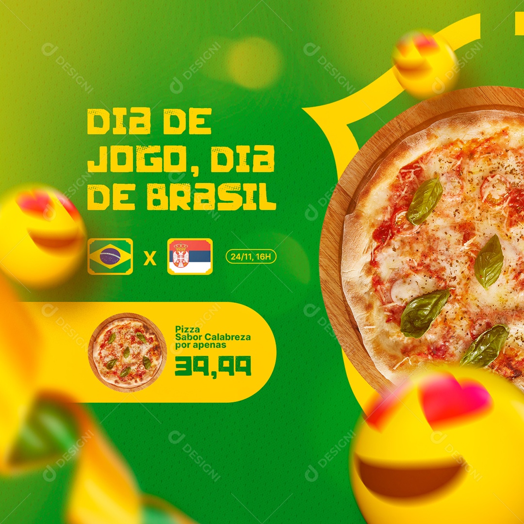 Dia de Jogo Dia de Brasil Futebol Pizzaria Social Media PSD