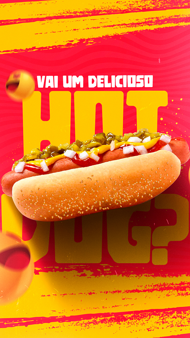 Motion Story Vai um Delicioso Hot Dog Cachorro Quente After Effects AEP Editável