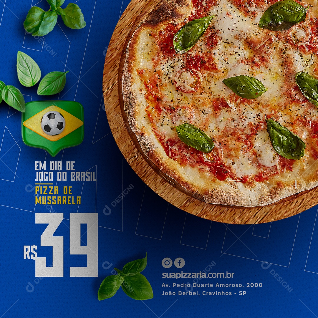 Dia de Jogo é Dia de Pizza Futebol Pizzaria Social Media PSD