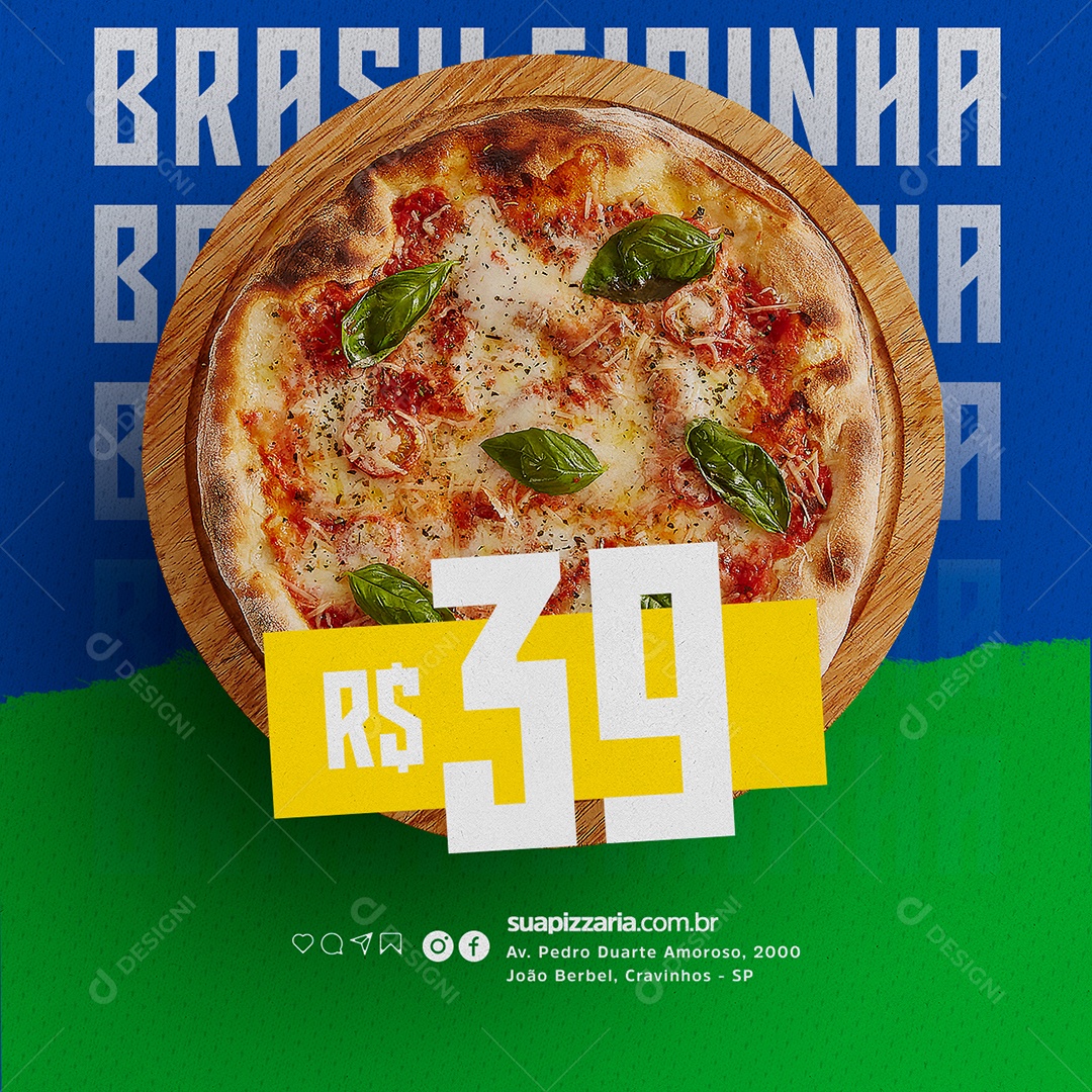 Jogo do Brasil Combina Com Pizza Social Media PSD Editável