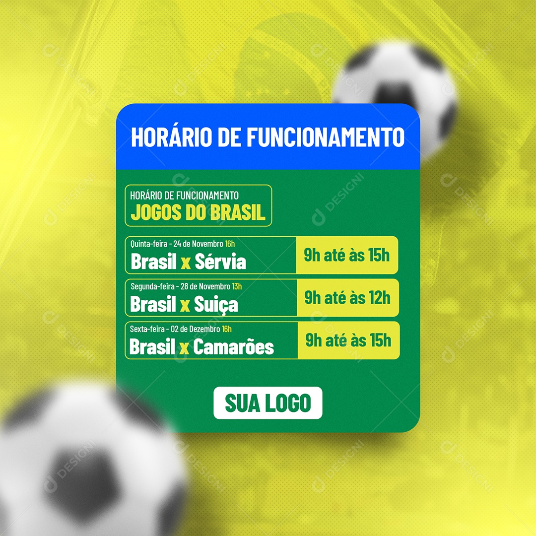 Social Media Horário de Funcionamento Copa do Mundo PSD Editável [download]  - Designi