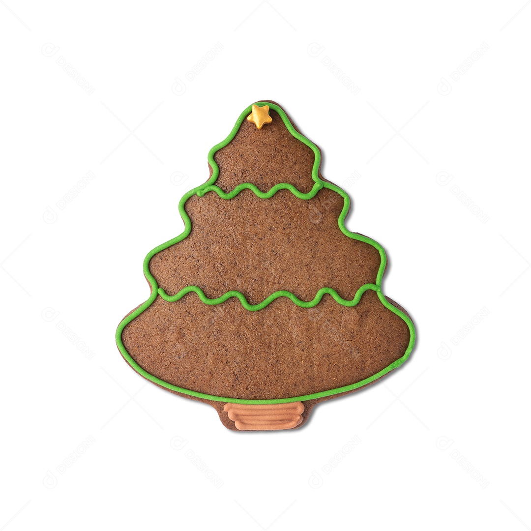 Biscoito de gengibre de natal tradicional em forma de árvore isolado.  [download] - Designi