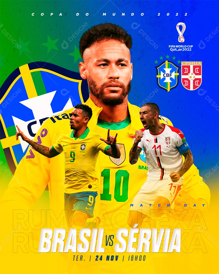Flyer Brasil Vs Gana Jogo Copa Do Mundo Social Media PSD Editável