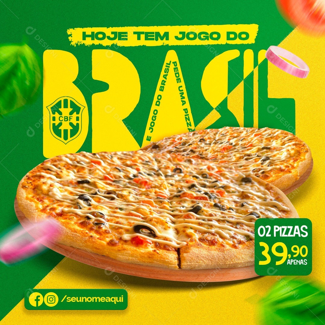 Jogo do Brasil Combina Com Pizza Social Media PSD Editável