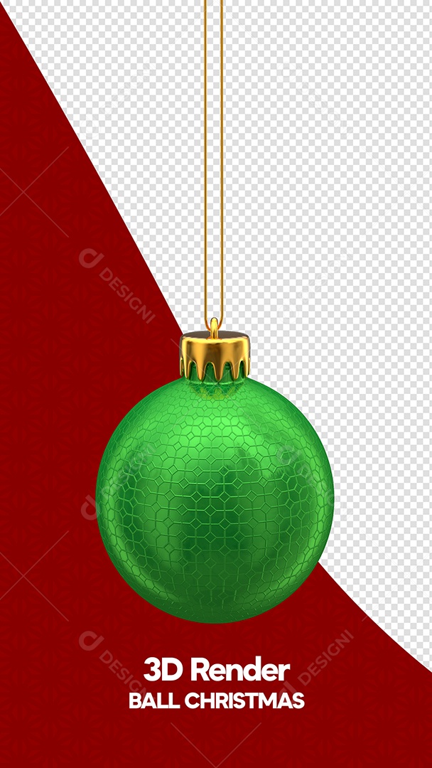 Bola de Natal Verde Elemento 3D para Composição PSD [download] - Designi