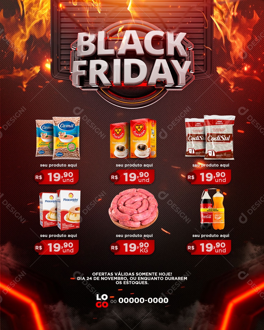 Encarte Supermercado Black Friday Social Media PSD Editável