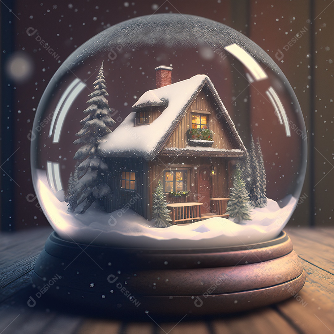 Globo de vidro com a casa do Papai Noel na neve e decoração de Natal e  fundo colorido. Bola de vidro de Natal. [download] - Designi