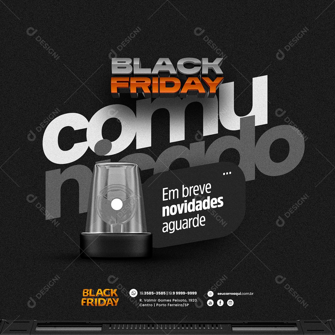 Black Friday Em Breve Novidades Concessionária Comunicado Social Media PSD Editável