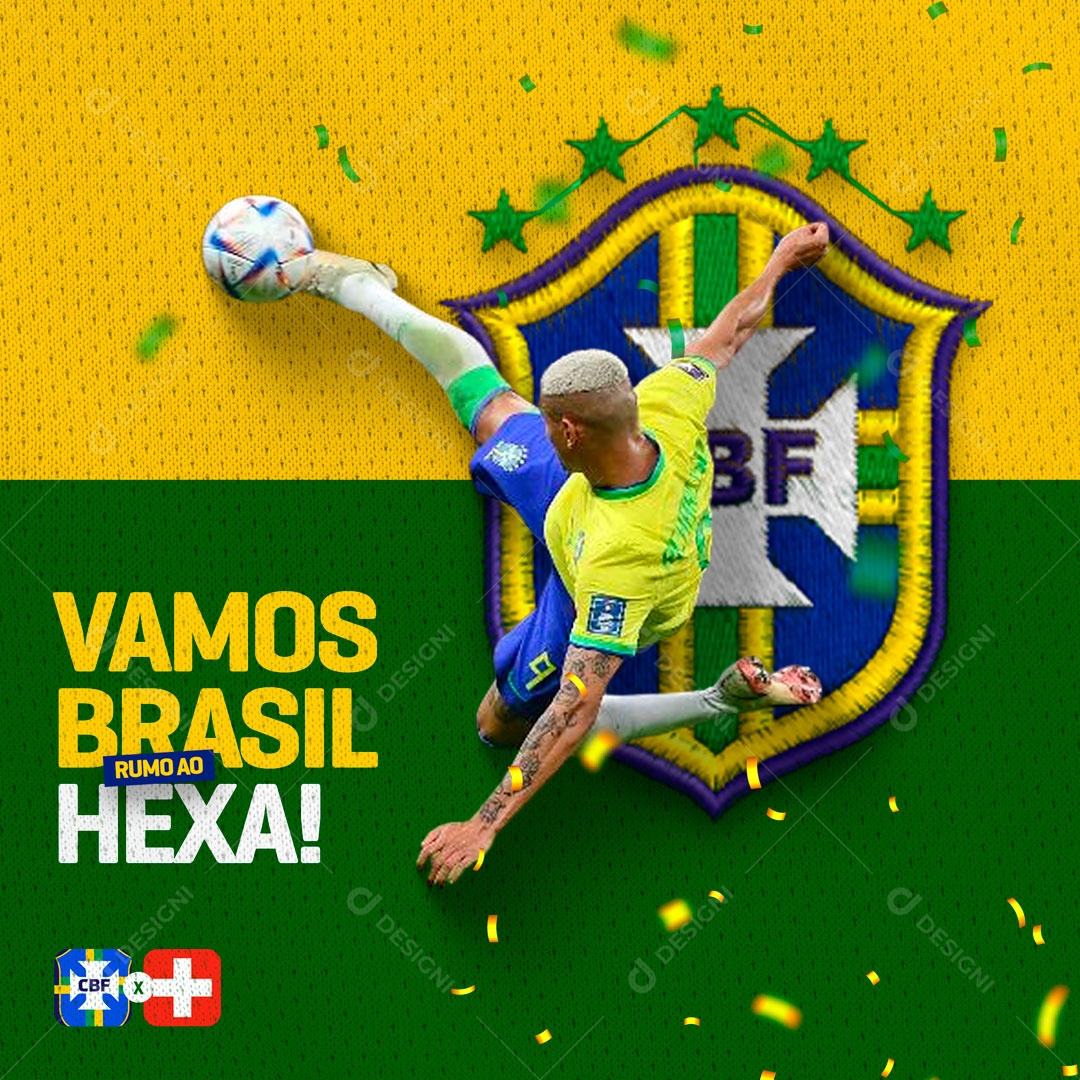 Jogo Brasil x Suiça Copa do Mundo Futebol Social Media PSD, jogo com brasil