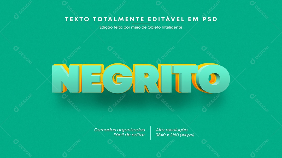 Efeito de Texto 3D Negrito PSD Editável