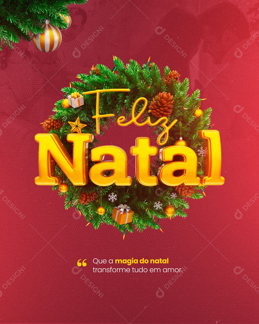 Feliz Natal Que a Magia do Natal Transforme Tudo em Amor! Social Media PSD  Editável [download] - Designi