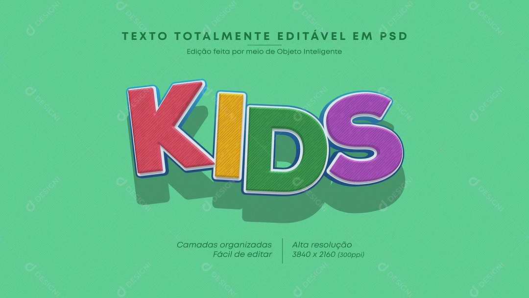 Efeito de Texto Kids Colorido PSD Editável