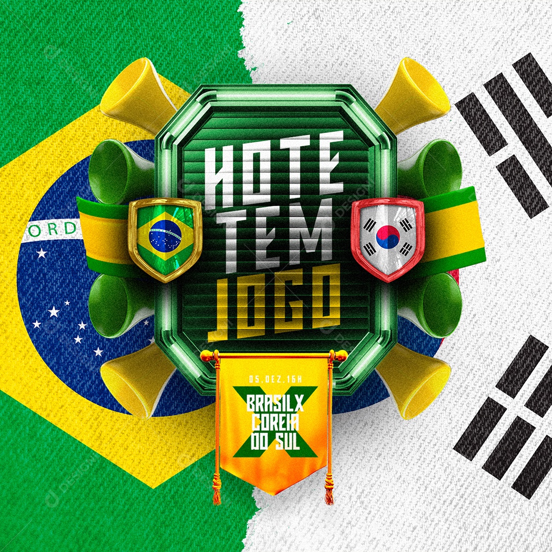 Hoje tem Jogo do Brasil x Coreia do Sul Copa do Mundo Social Media PSD  Editável [download] - Designi