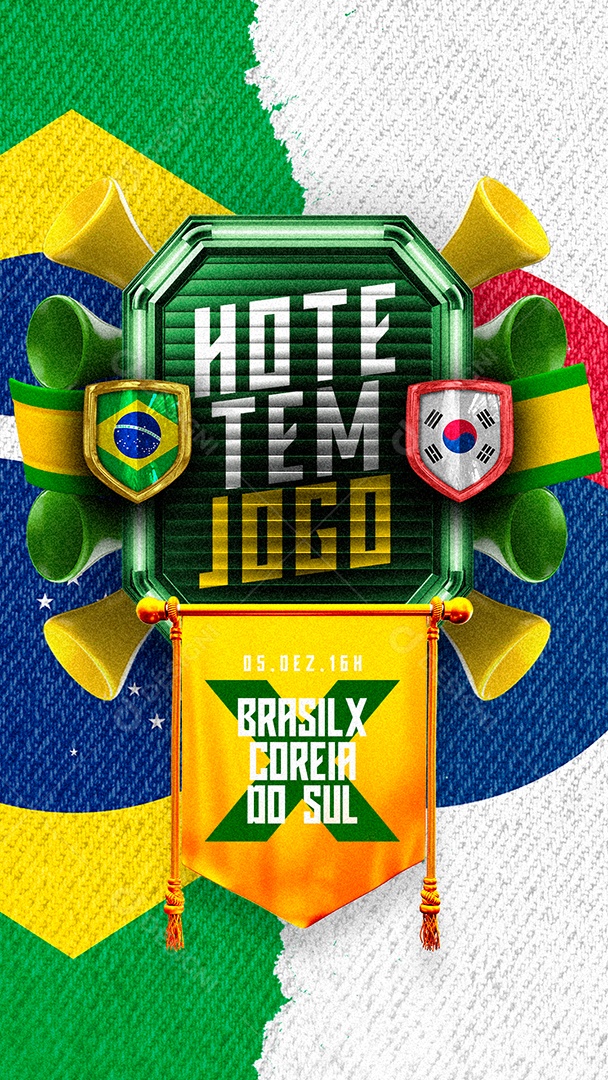 Jogo Brasil x Coreia do Sul Copa ao Vivo Futebol Copa Mundo Social Media  PSD Editável [download] - Designi