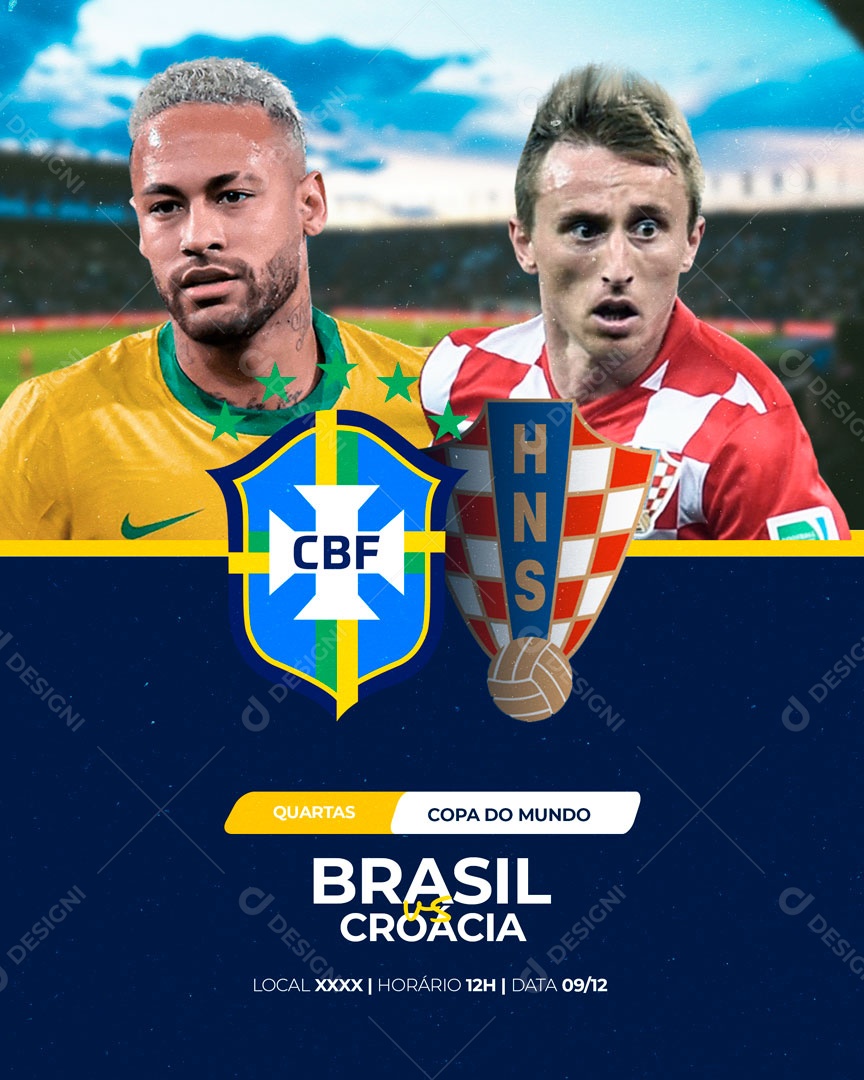 Flyer Copa do Mundo Brasil x Croácia Social Media PSD Editável
