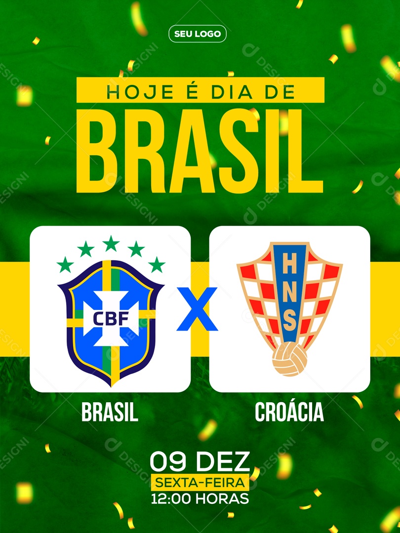 É Dia de Jogo Brasil vs Croácia Futebol Copa do Mundo Social Media PSD  Editável.zip