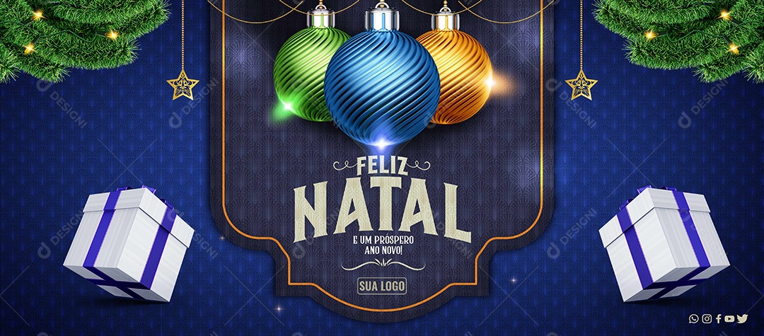 Banner Feliz Natal E Um Próspero Ano Novo Social Media PSD Editável  [download] - Designi