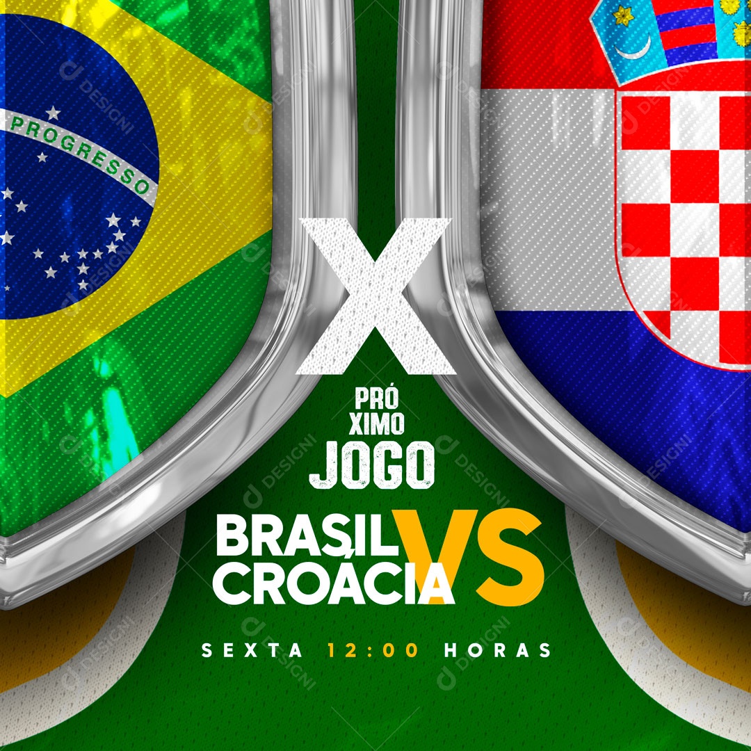 Próximo Jogo Brasil VS Croácia Copa do Mundo Social Media PSD Editável  [download] - Designi