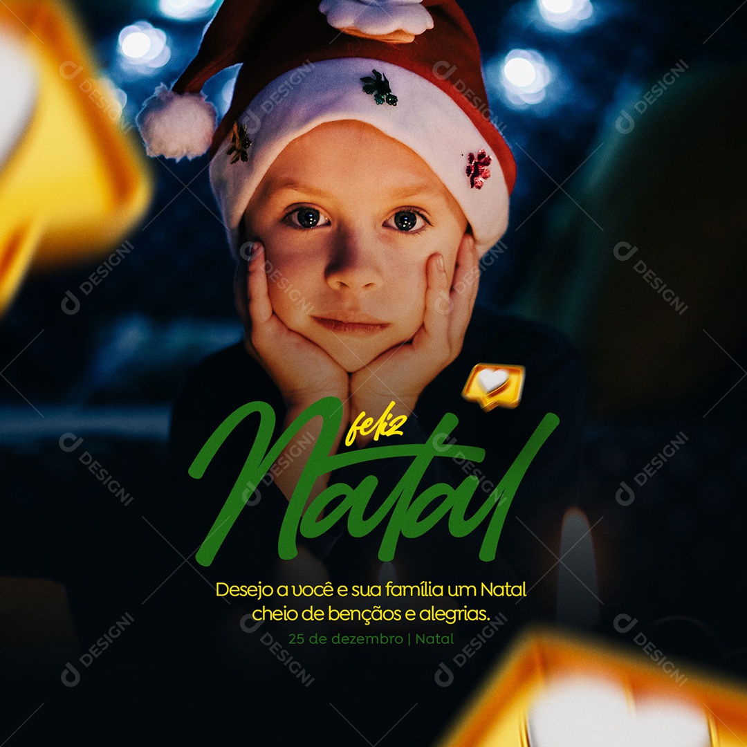 Desejo a Você e Sua Família um Natal Cheio de Bençãos Feliz Natal Social  Media PSD Editável [download] - Designi