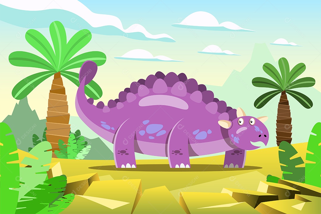 Dinossauro Gigante Roxo em Desenho Animado Vetor EPS [download] - Designi