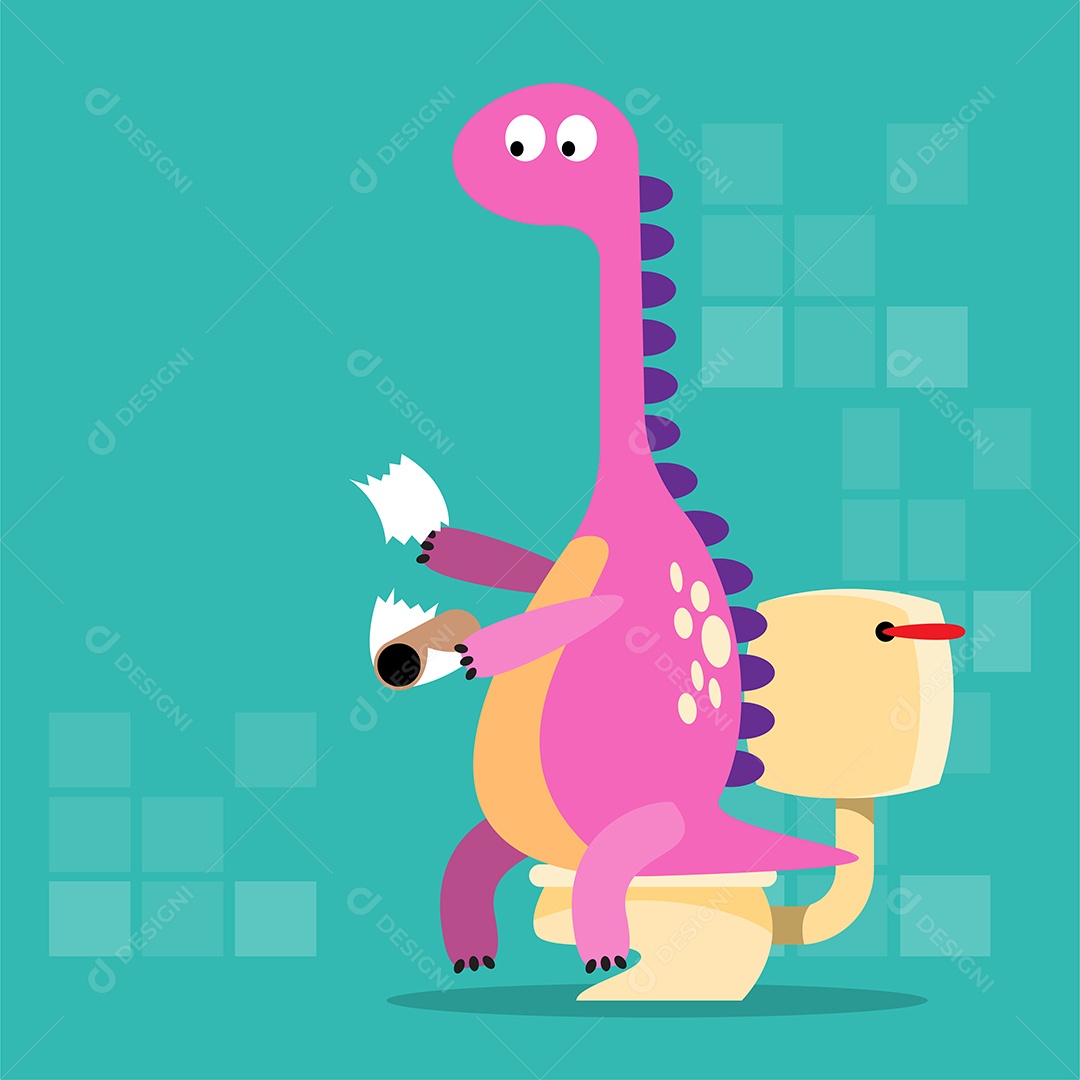 Dinossauro no Banheiro Desenho Animado Vetor EPS [download] - Designi
