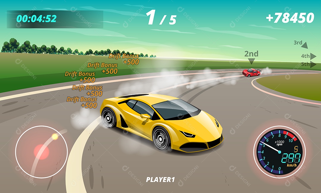 Carro Queimado Jogo de Carros de Corrida Estilo 3D Vetores EPS
