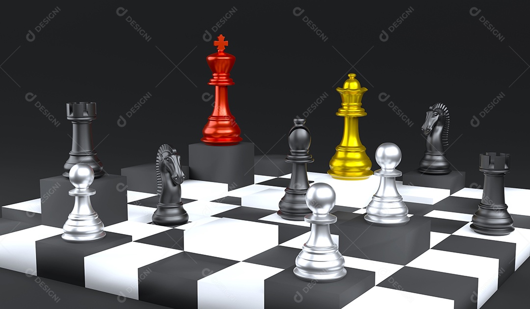 Torre de xadrez em um fundo branco. renderização em 3d.