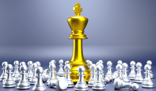 rei de ilustração de xadrez 3d, bispo rainha e torre de cavalo de peão em  fundo azul, fundo de conceito de xadrez de renderização 3d 9408253 Foto de  stock no Vecteezy