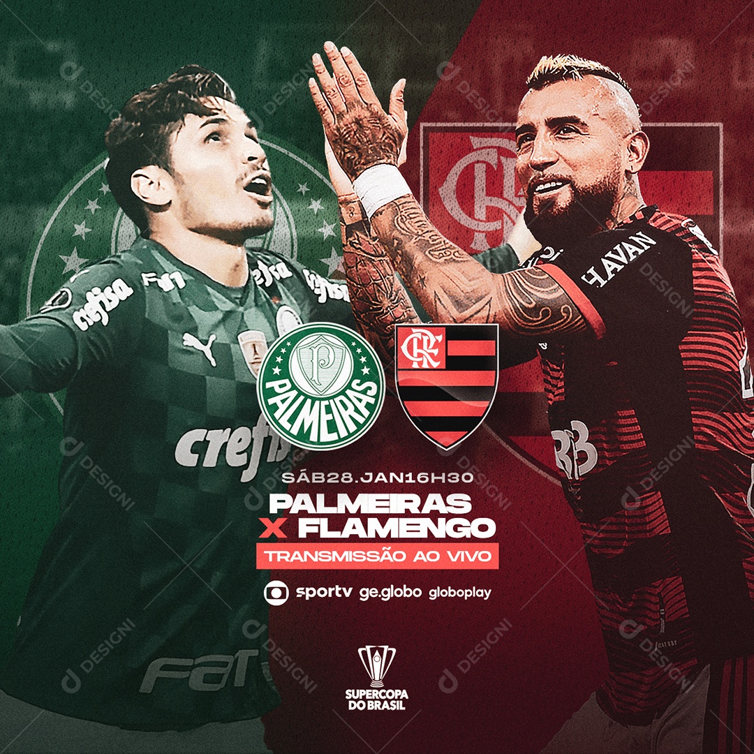 Palmeiras X Flamengo Transmissao Ao Vivo Supercopa Do Brasil Futebol Social Media Psd Editavel Download Designi