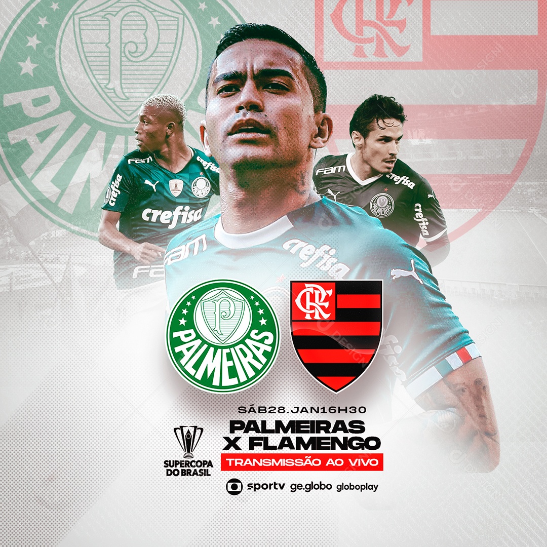 Palmeiras X Flamengo Transmissao Ao Vivo Supercopa Do Brasil Futebol Social Media Psd Editavel Download Designi
