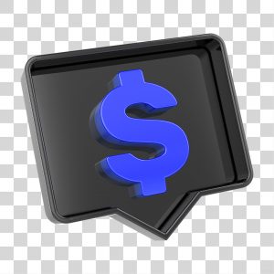 Ícone 3D Caixa de Texto com Símbolo Real PNG Transparente