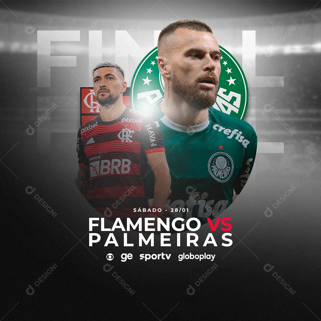 Flamengo X Palmeiras Transmissao Ao Vivo Supercopa Do Brasil Futebol Social Media Psd Editavel Download Designi