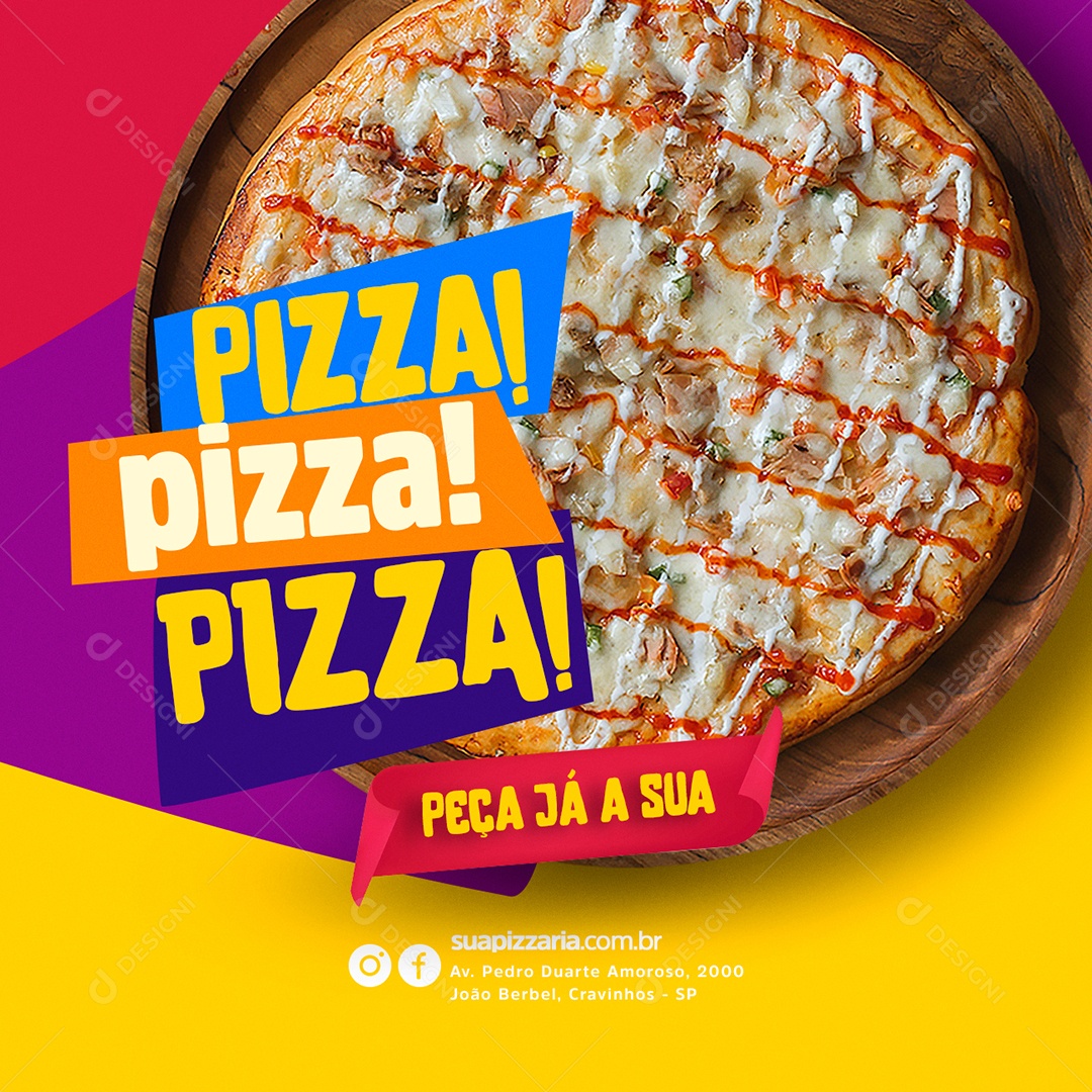 Post Feed Pizzaria Novidade Agora Tem Pizza Social Media PSD Editável  [download] - Designi