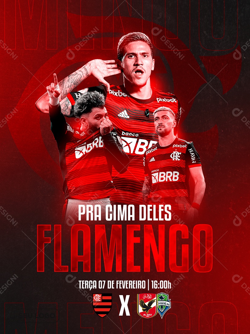 Jogo do Flamengo Transmissão ao Vivo Mundial de Clubes Futebol Social Media  PSD Editável [download] - Designi