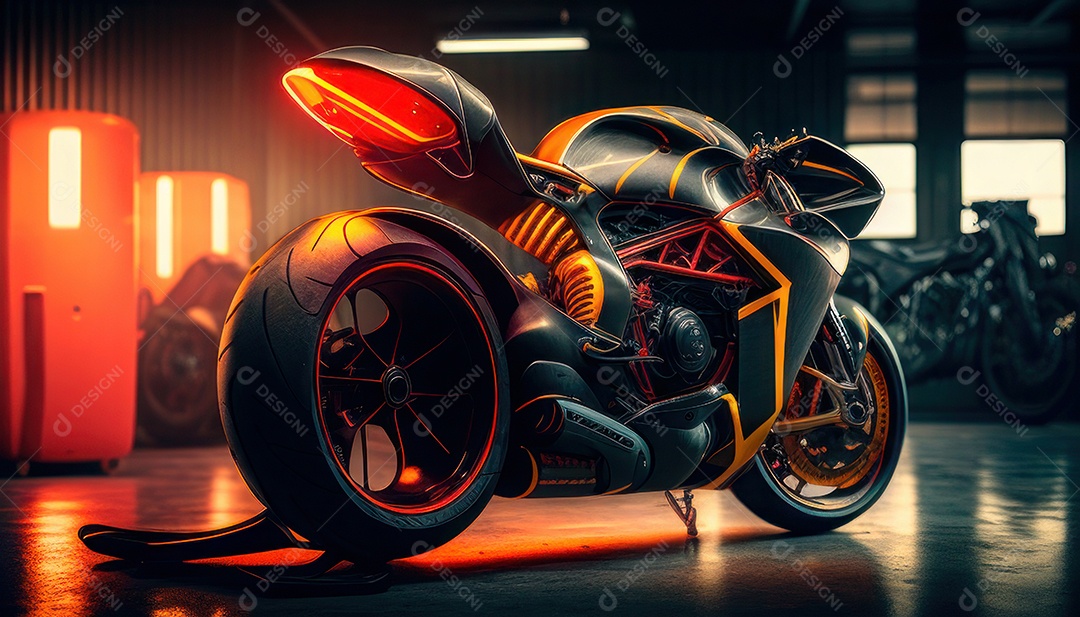 Moto esportiva sobre uma garagem. [download] - Designi