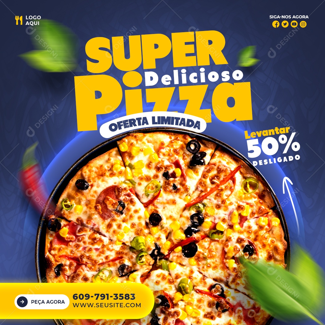 Social Media Pizzaria Super Delicioso Pizza Psd Editável Download