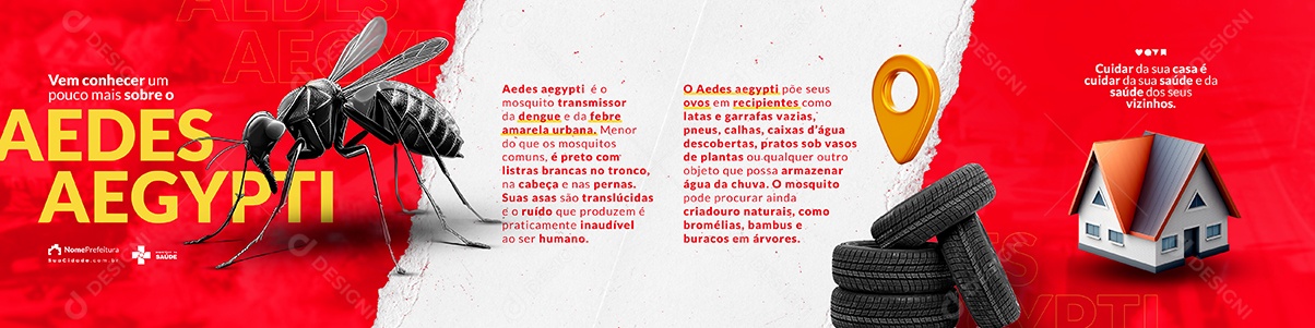 Campanha Publicitária Dengue Aedes Aegypti Carrossel Social Media PSD Editável