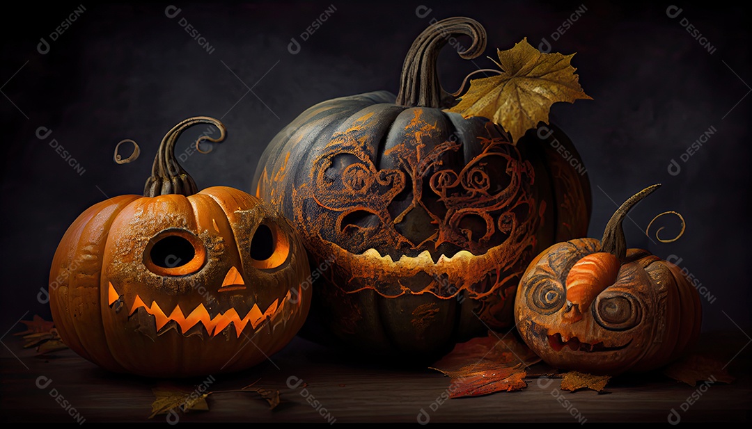 Abóbora Assustadora Halloween Truque Ou Travessura Ilustração
