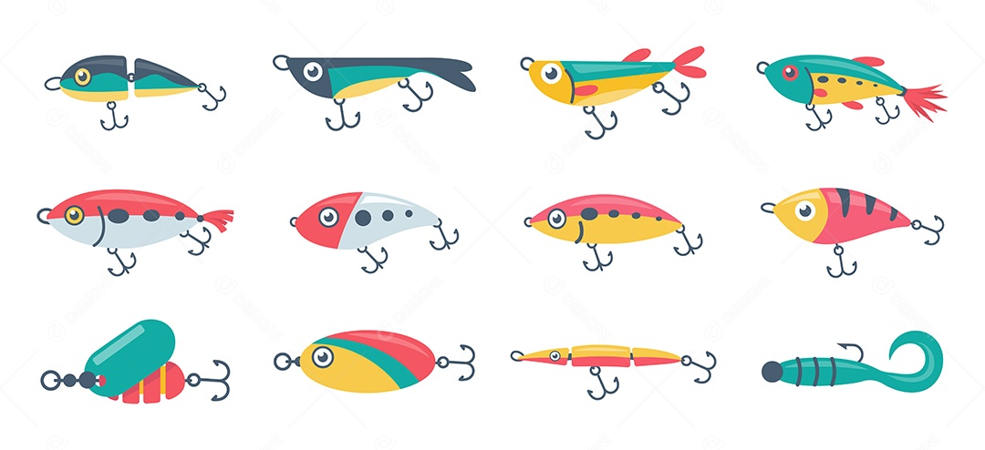 Desenho De Isca Para Varas De Pesca Equipamentos De Pesca Vetor EPS  [download] - Designi
