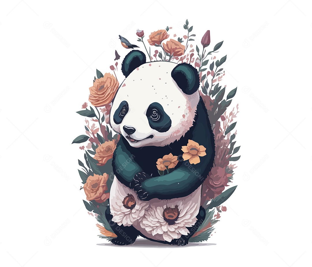 Um conjunto com ursos panda fofos ilustração vetorial para